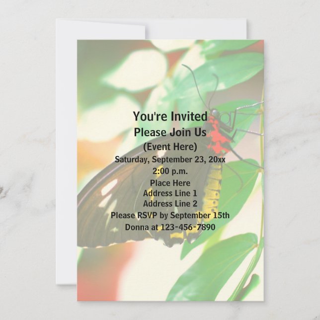 Black Butterfly Nature Einladung (Vorderseite)