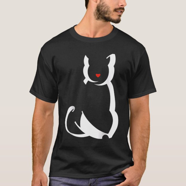 Black Ca Kitten mit roter Herznase Raglan T-Shirt (Vorderseite)