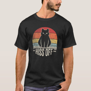 Black Ca Retro Vintag Hiss Off Meow Cat 5 T-Shirt