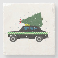 Black Cab Taxi Weihnachtsbaum Zeichnend Schnee