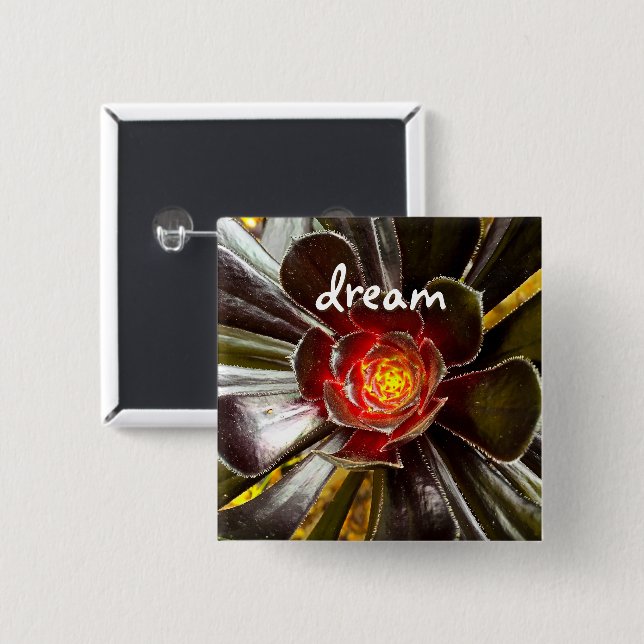 Black Cactus Foto Dream Quote Script Bold Modern Button (Vorne & Hinten)