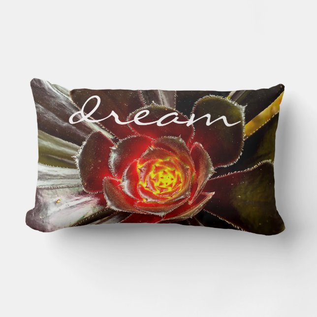 Black Cactus Foto Dream Quote Script Bold Modern Lendenkissen (Vorderseite)