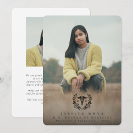 Black Caduceus MD Doctor of Medicine Abschluss Ankündigung