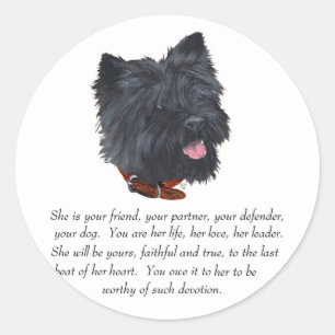 Black Cairn Terrier Andenken - Weiblich Runder Aufkleber