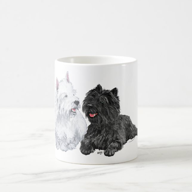 Black Cairn und West Highland Terriers Kaffeetasse (Mittel)