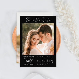 Black Calendar Couple Two Foto Wedding Save The Date