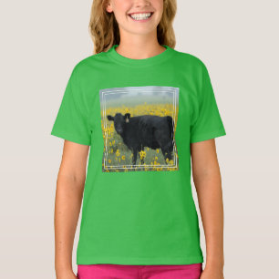 Black Calf in a Field of Sunflowers T-Shirt