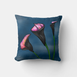 Black Calla Lilies Pink Center Kissen