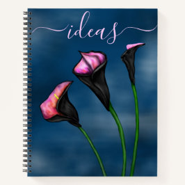 Black Calla Lilies Pink Center Notizbuch