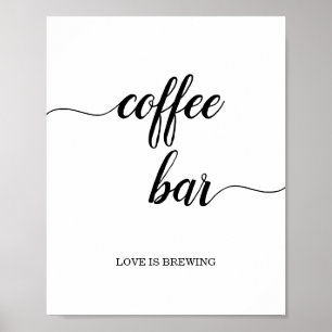 Black Calligraphy Coffee Bar Sign Poster