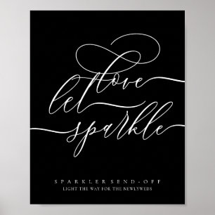 Black Calligraphy Liebe ließ Sparkle Poster
