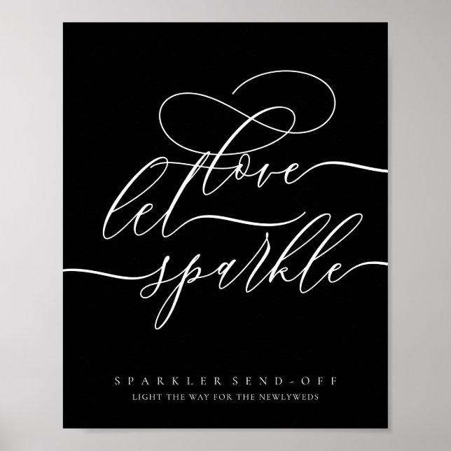 Black Calligraphy Liebe ließ Sparkle Poster (Vorne)