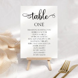 Black Calligraphy Wedding Chart Card 3.5x5 Tischnummer