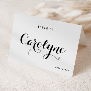 Black Calligraphy Wedding Meal Choice Platzkarte Tischnummer