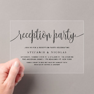 Black Calligraphy Wedding Reception Party Acryleinladungen