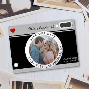 Black Camera Foto Hochzeit Save the Date einzigart Folien Feiertagskarte