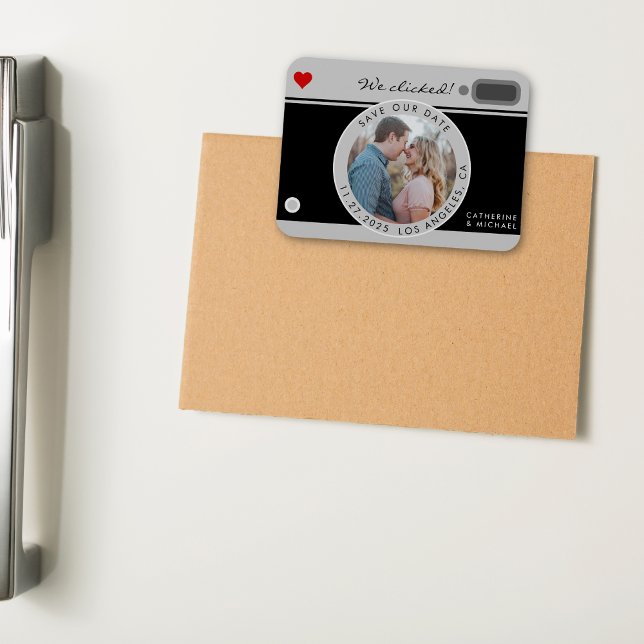 Black Camera Foto Hochzeit Save the Date einzigart Magnet (Von Creator hochgeladen)