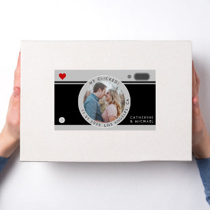 Black Camera Foto Hochzeit Save the Date einzigart Rechteckiger Aufkleber