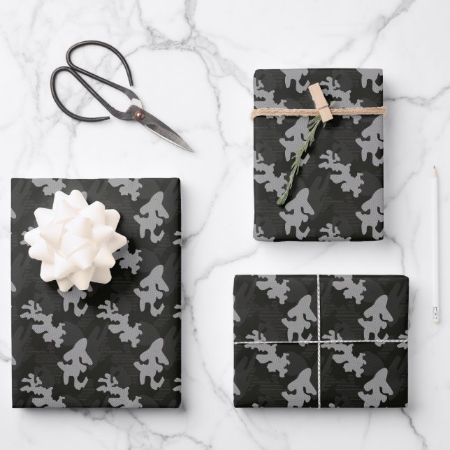 Black Camouflage Pattern Geschenkpapier Set (Vorderseite)