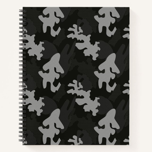 Black Camouflage Pattern Notizbuch (Vorderseite)