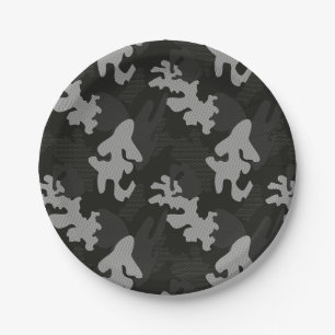 Black Camouflage Pattern Pappteller