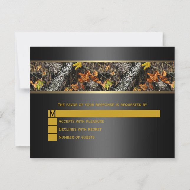 Black Camouflage Wedding RSVP Karte (Vorderseite)