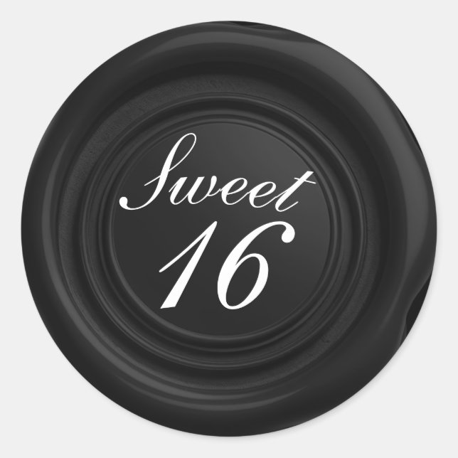 Black Candle Wax Siegel Tropfen Klasse Sweet 16 We Runder Aufkleber (Vorderseite)