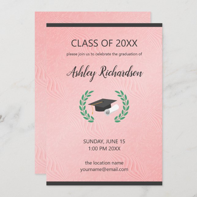 Black Cap und Laurel Einladung (Vorne/Hinten)