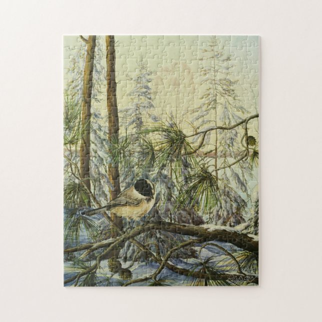 "Black-Capped Chickadee" von Charlie Rapsky Puzzle (Vertikal)