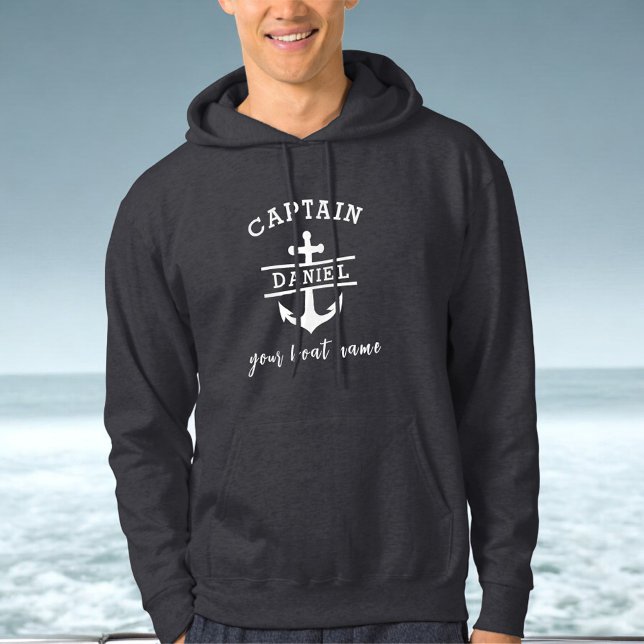 Black Captain Boat Nautical Anchor Ship  Hoodie (Von Creator hochgeladen)