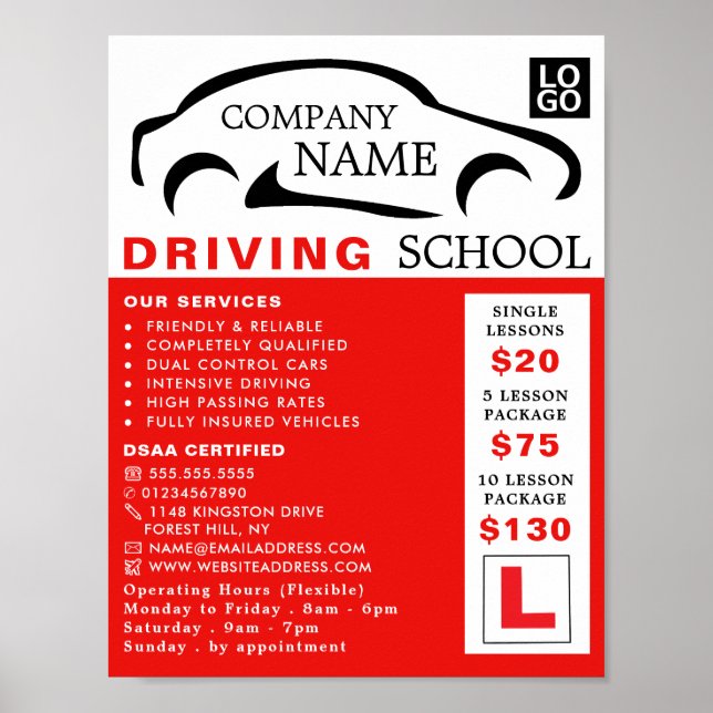 Black Car Logo, Driving School, Instructor Advert Poster (Vorne)