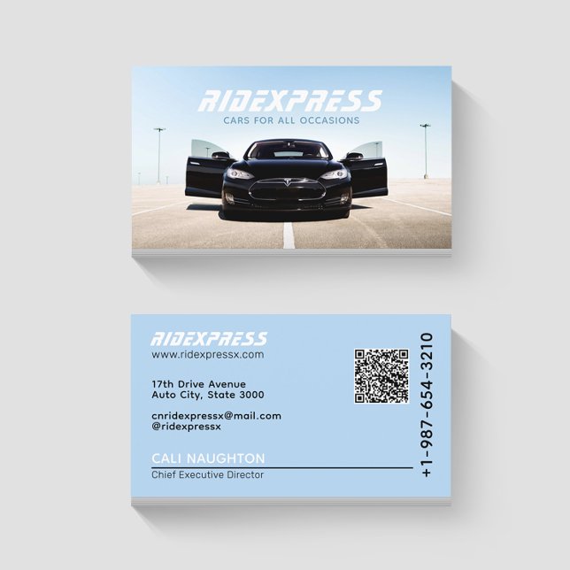 Black Car Rental Service Blue Business Card Visitenkarte (Von Creator hochgeladen)
