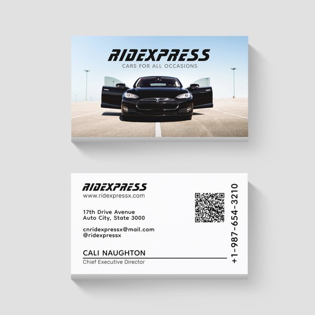 Black Car Rental Service White Business Card Visitenkarte (Von Creator hochgeladen)