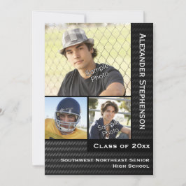 Black Carbon Fibre 3 Foto Boys Abschluss Einladung