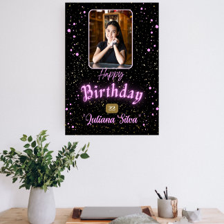 Black Card Foto niedlich Glückwunsch Geburtstag Einladung