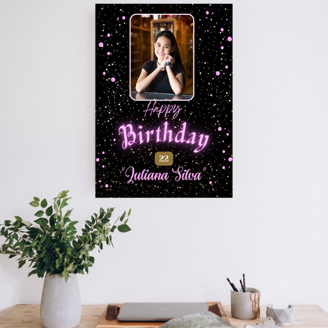 Black Card Foto niedlich Glückwunsch Geburtstag Einladung (Von Creator hochgeladen)