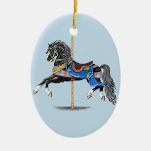 Black Carousel Pferd Keramik Ornament