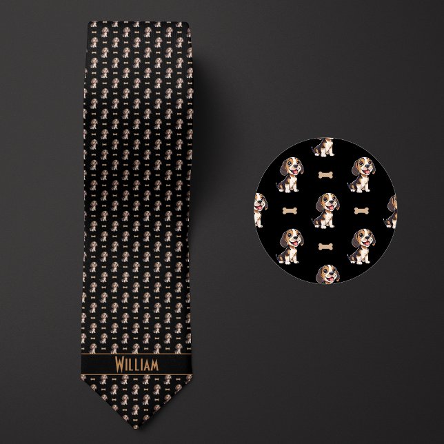 Black Cartoon Beagle Krawatte (Von Creator hochgeladen)
