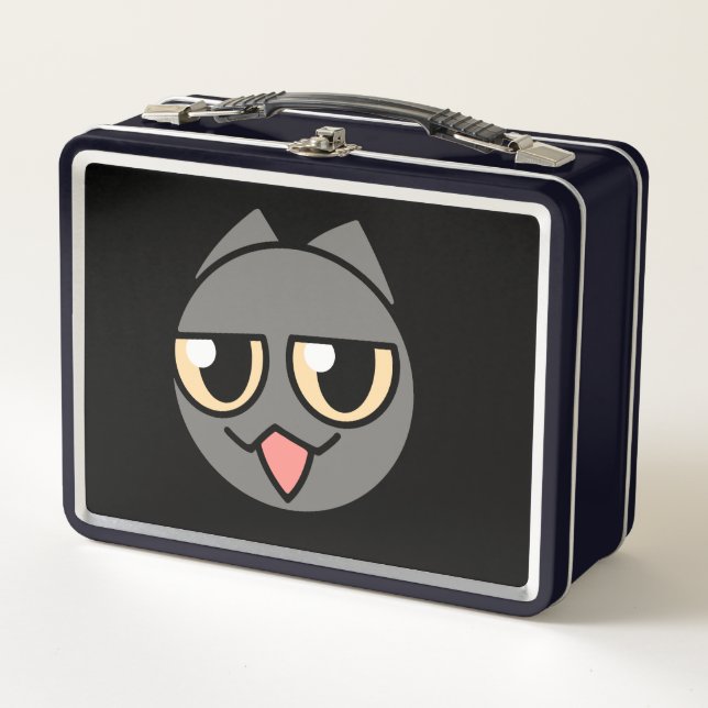 Black Cartoon Cat Metall Brotdose (Vorderseite)