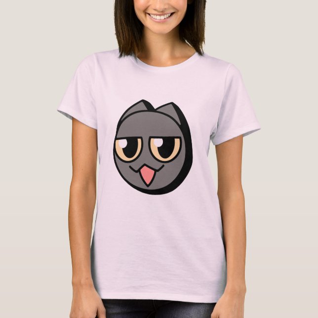 Black Cartoon Cat T-Shirt (Vorderseite)