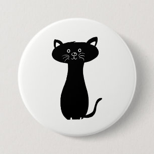 Black Cartoon Kitty Button