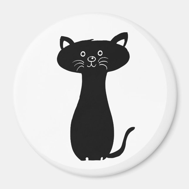 Black Cartoon Kitty Magnet (Vorne)