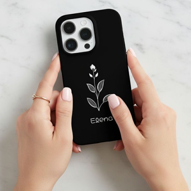 Black Case with White Flower - Elegant and Custom  (Von Creator hochgeladen)