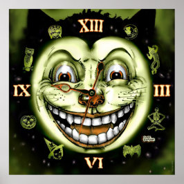 Black Cat 13 Clock Halloween Poster