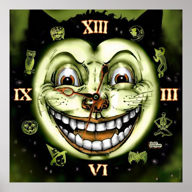 Black Cat 13 Clock Halloween Poster (Vorne)
