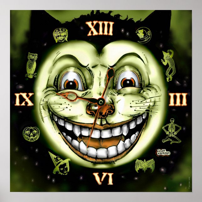 Black Cat 13 Clock Halloween Poster (Vorne)