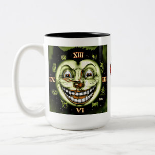 Black Cat 13 Clock Halloween Zweifarbige Tasse