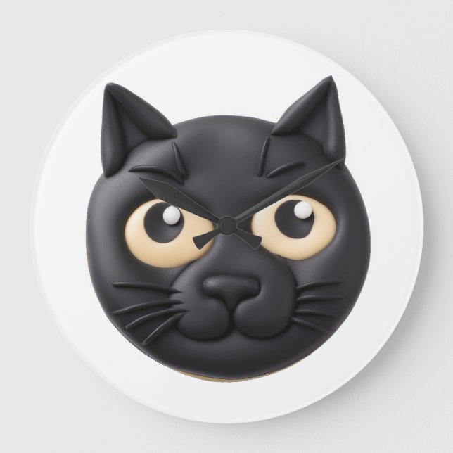 Black Cat 3D Inspiriert Große Wanduhr (Vorderseite)