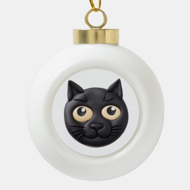 Black Cat 3D Inspiriert Keramik Kugel-Ornament (Vorderseite)