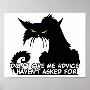 Black Cat Advice Sprichwort Poster